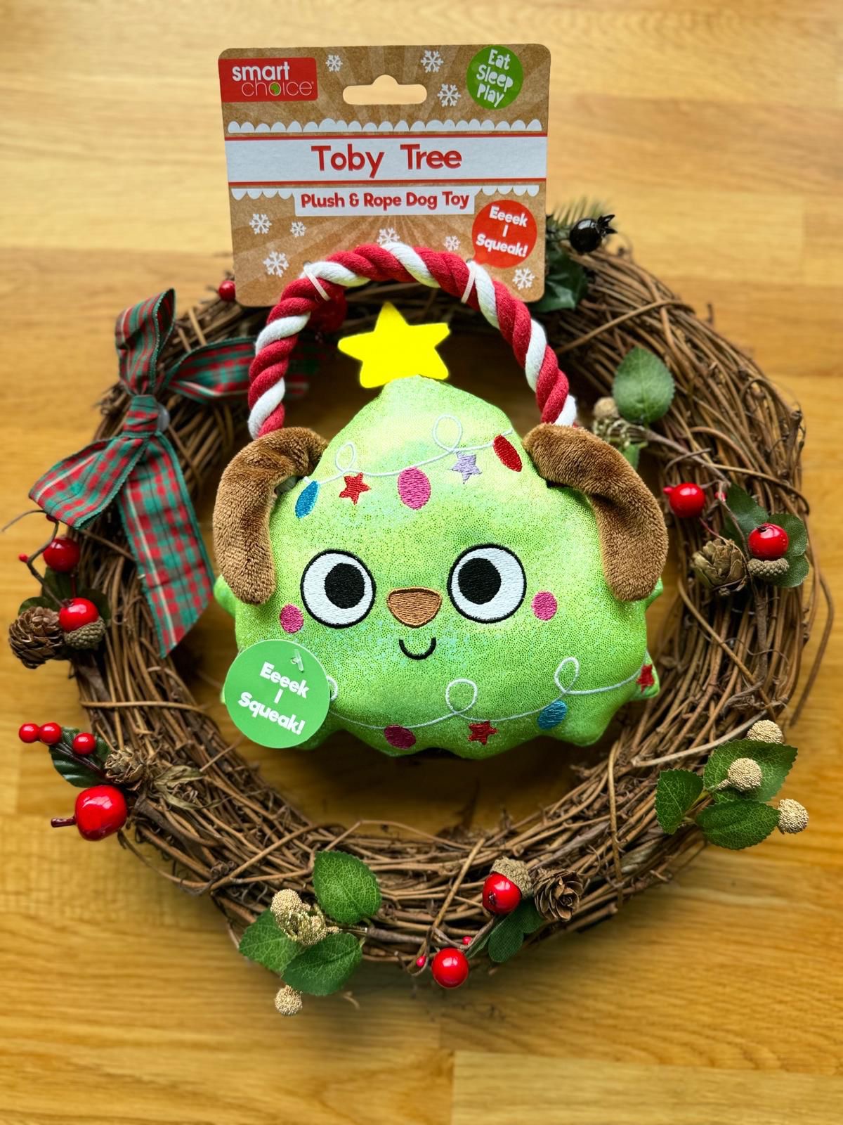 Toby the Tree Plush & Rope Christmas Dog Toy